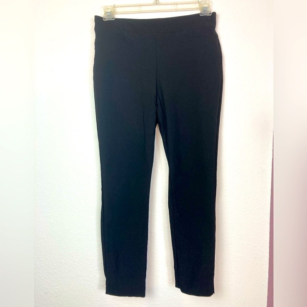Chicos NWOT nylon spandex pull on slim pants w/ elastic waist vents at ankle